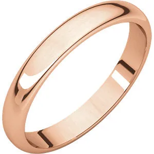 14K Rose 3 mm Half Round Band Size 9.5
