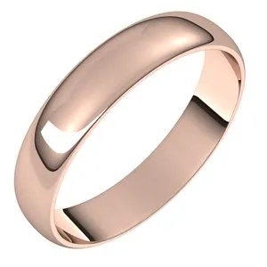 14K Rose 4 mm Half Round Ultra-Light Band Size 7