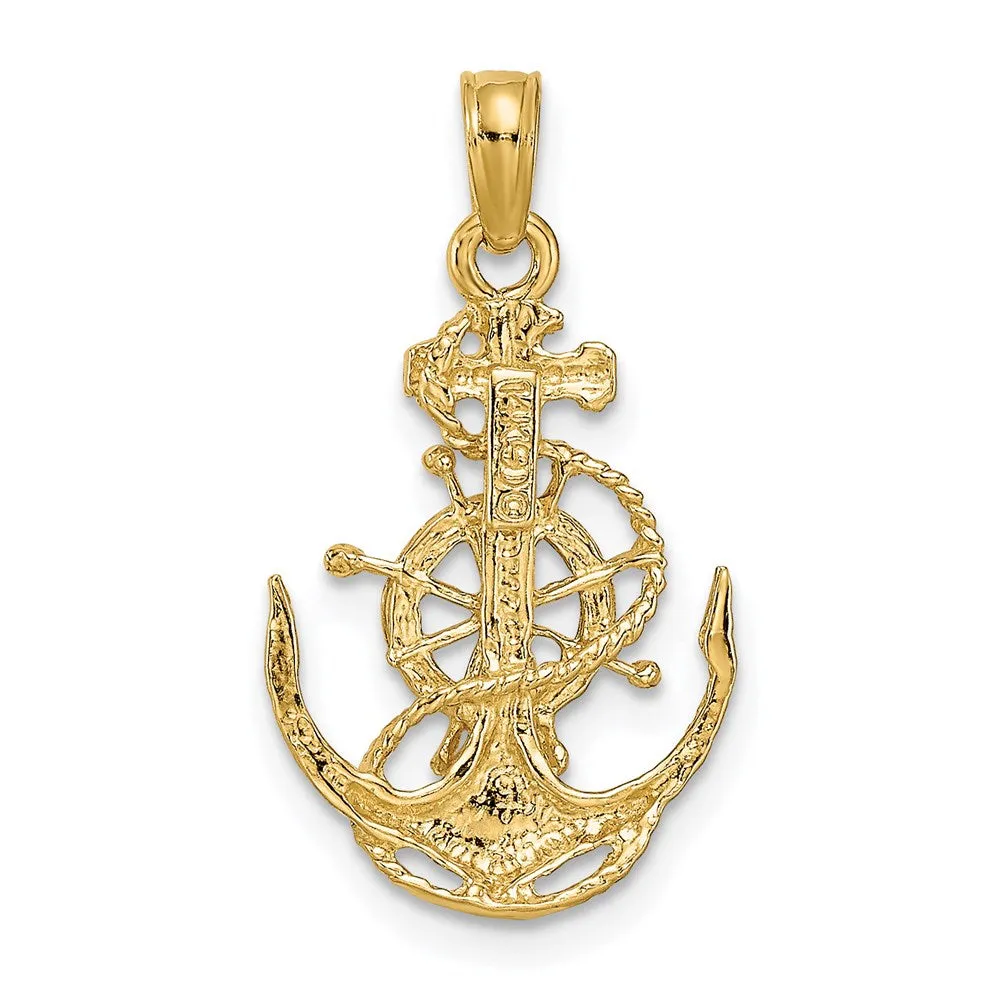 14k Small Anchor w/Wheel Pendant