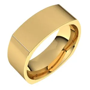 14K Yellow 7 mm Square Comfort Fit Band Size 7.5