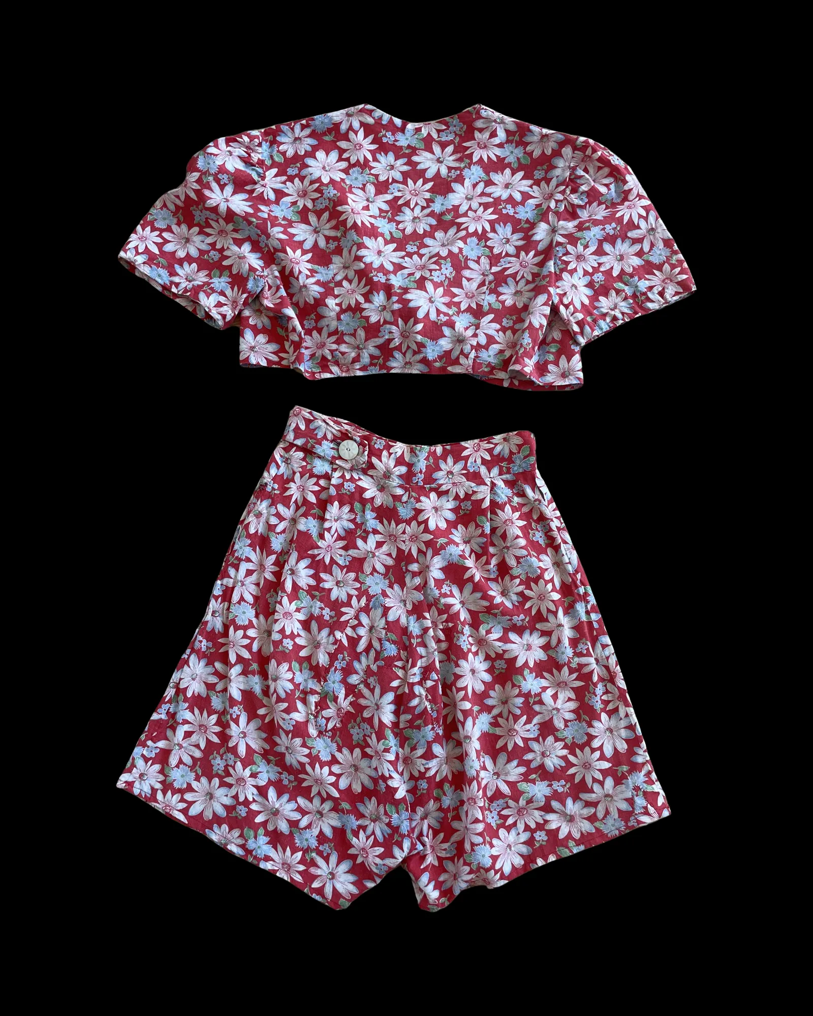 1930s Handmade Two Piece Feedsack Playsuit