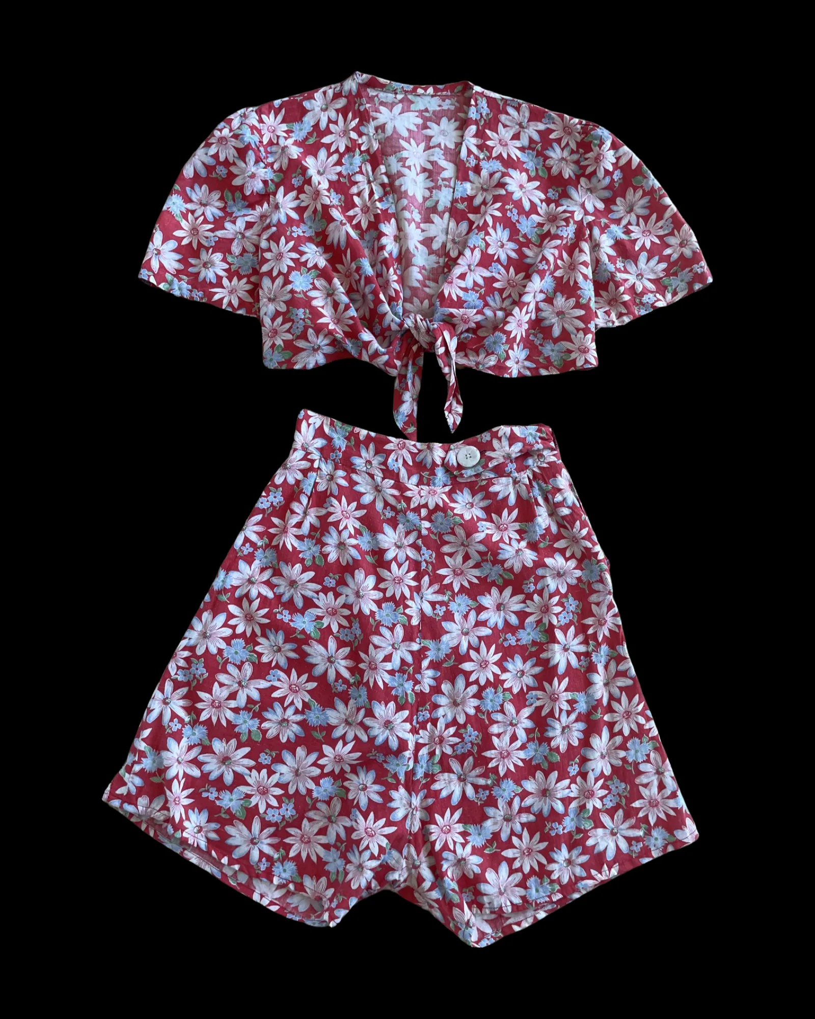 1930s Handmade Two Piece Feedsack Playsuit