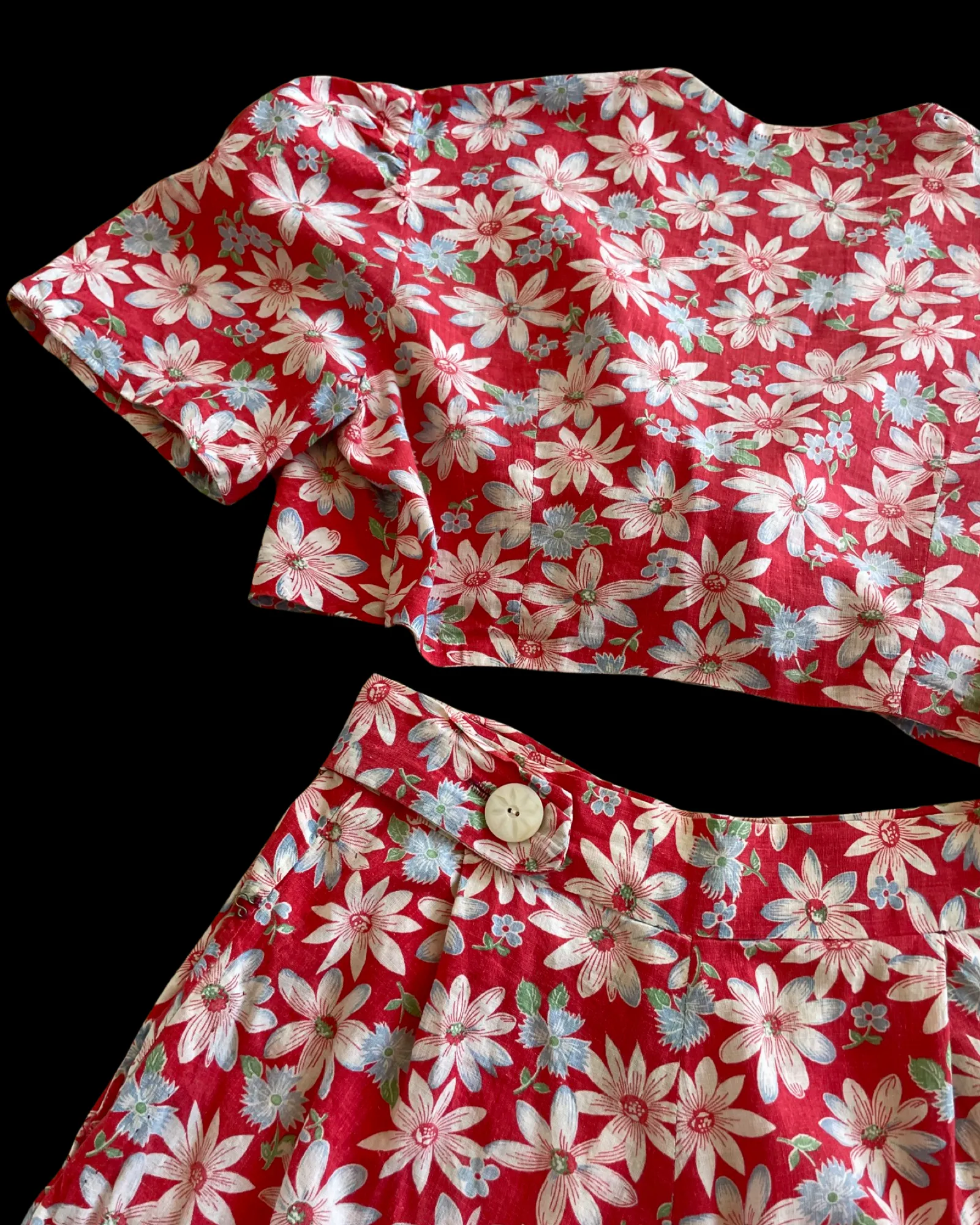 1930s Handmade Two Piece Feedsack Playsuit