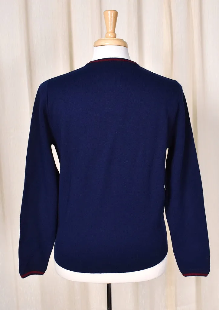 1960s Vintage Navy Crew Neck Sweater