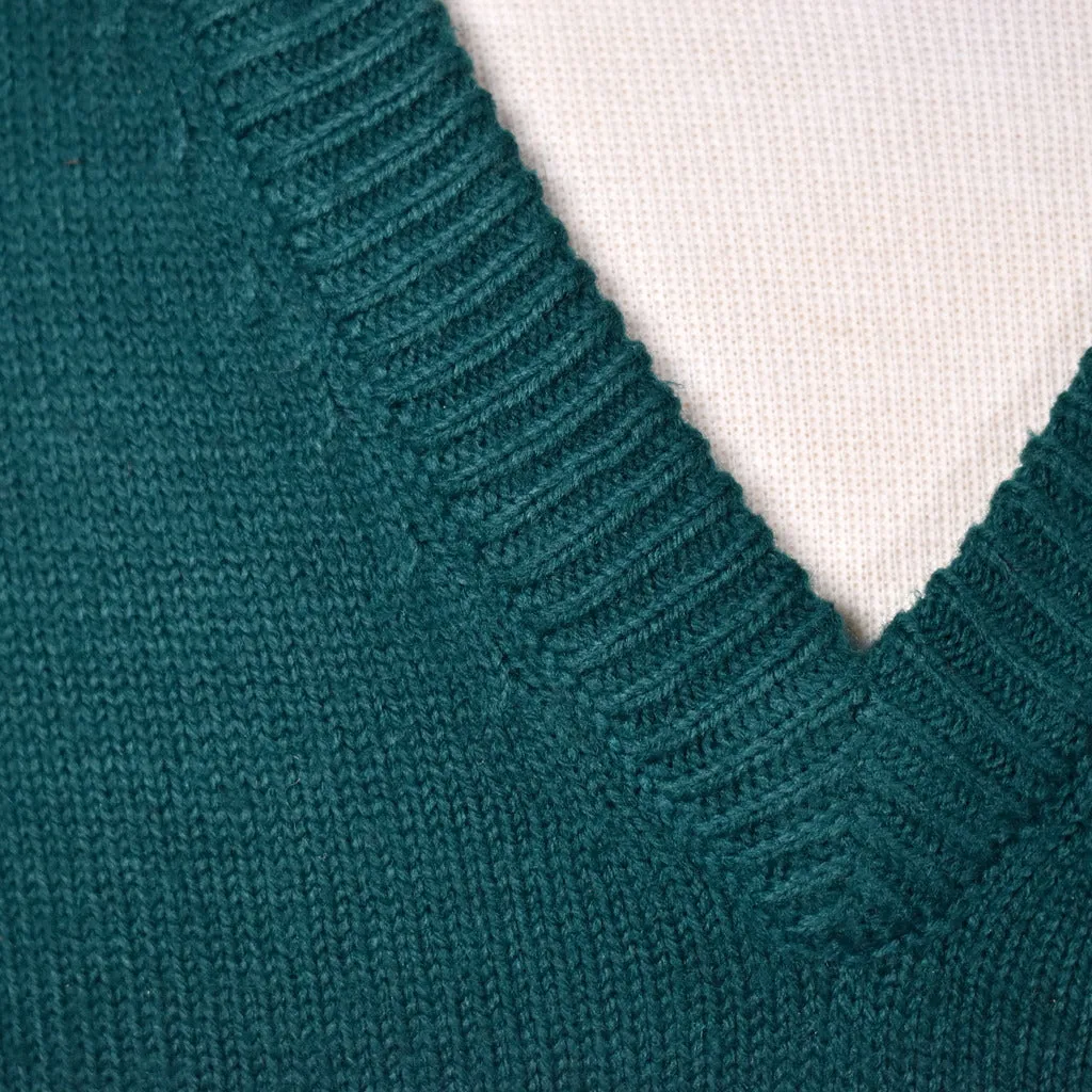 1980s Vintage Green V Neck Sweater