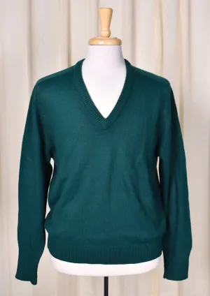 1980s Vintage Green V Neck Sweater