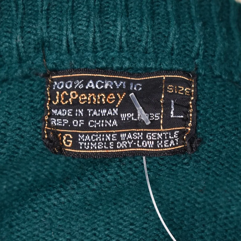 1980s Vintage Green V Neck Sweater