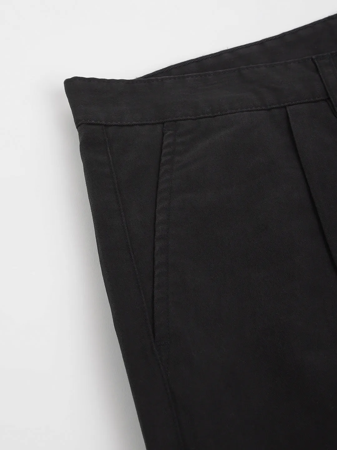 2 Way Stretch Pleated Chinos in Black- Comfort Fit