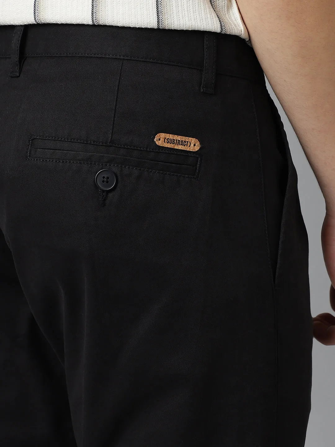 2 Way Stretch Pleated Chinos in Black- Comfort Fit