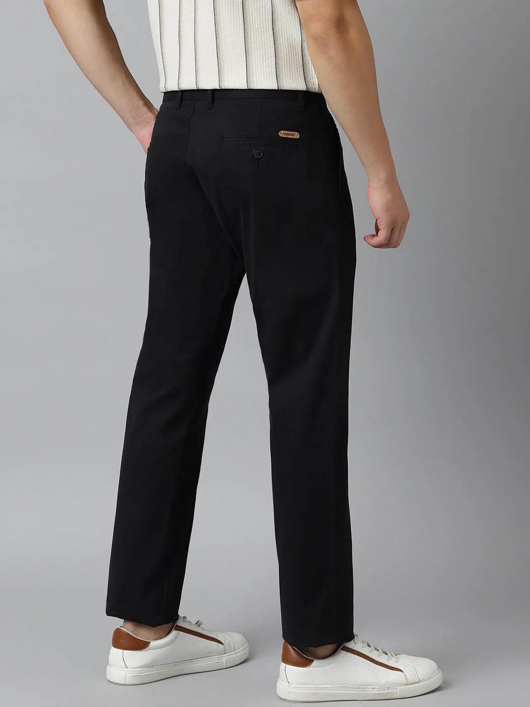 2 Way Stretch Pleated Chinos in Black- Comfort Fit