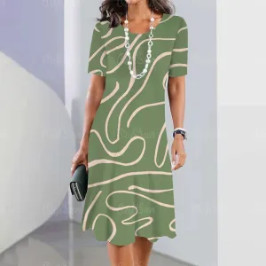 2024 New Women's Dresses Striped Printed Elegant Casual Short Sleeve Dresses Fashion Oversized Women's Dresses Y2k