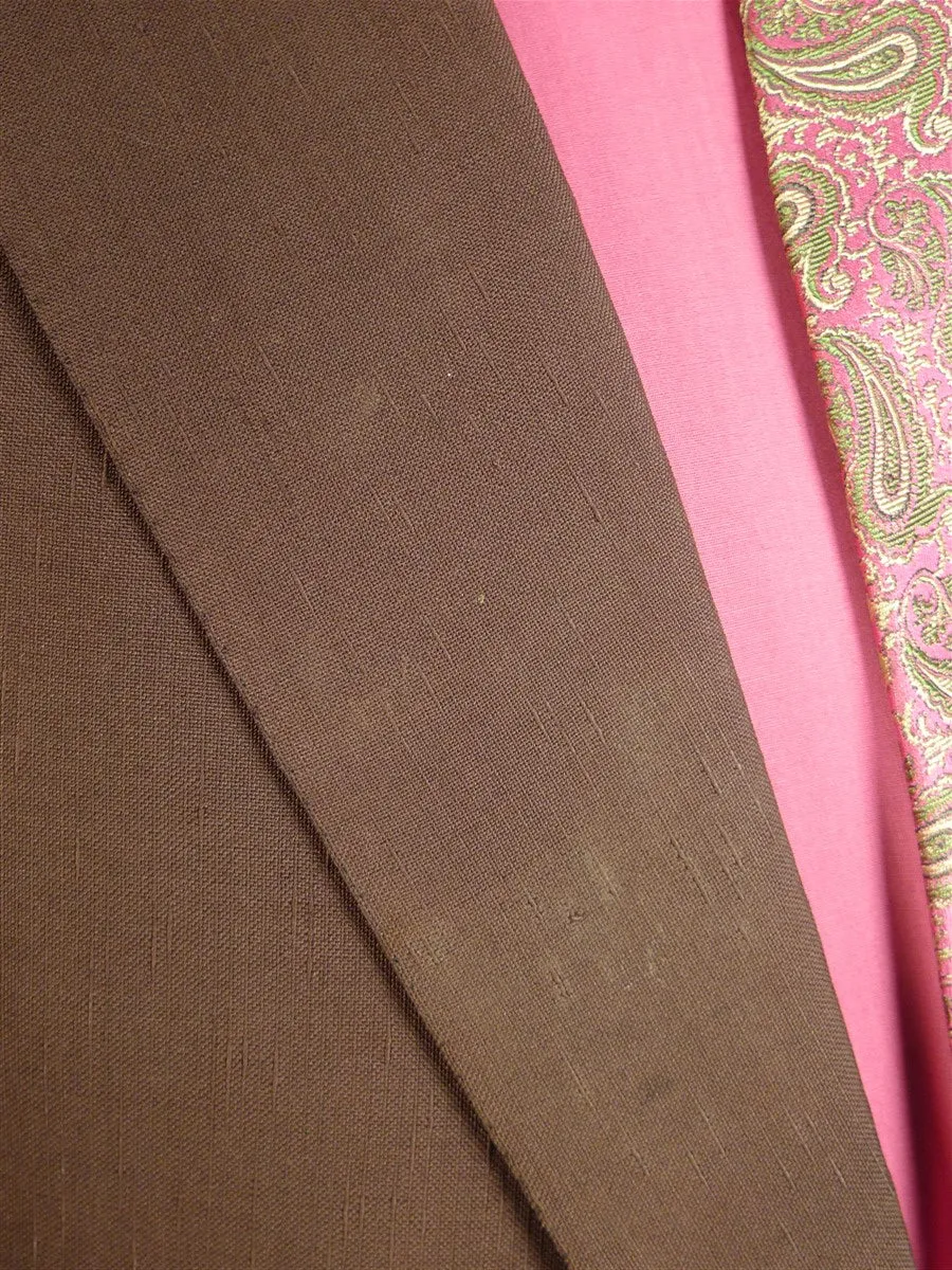 24/1160 wonderful 1976 cyril a  castle savile row conduit st bespoke vintage brown textured silk blazer w/ paisley linings 43 regular