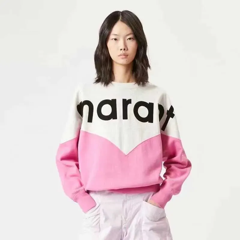 24ss New Designer sweatshirt hoodie isabels marant classic Cotton Round Neck Women Hot Letter Flocking Print Casual Versatile Pullover Hoodies Sweater Tide Tops