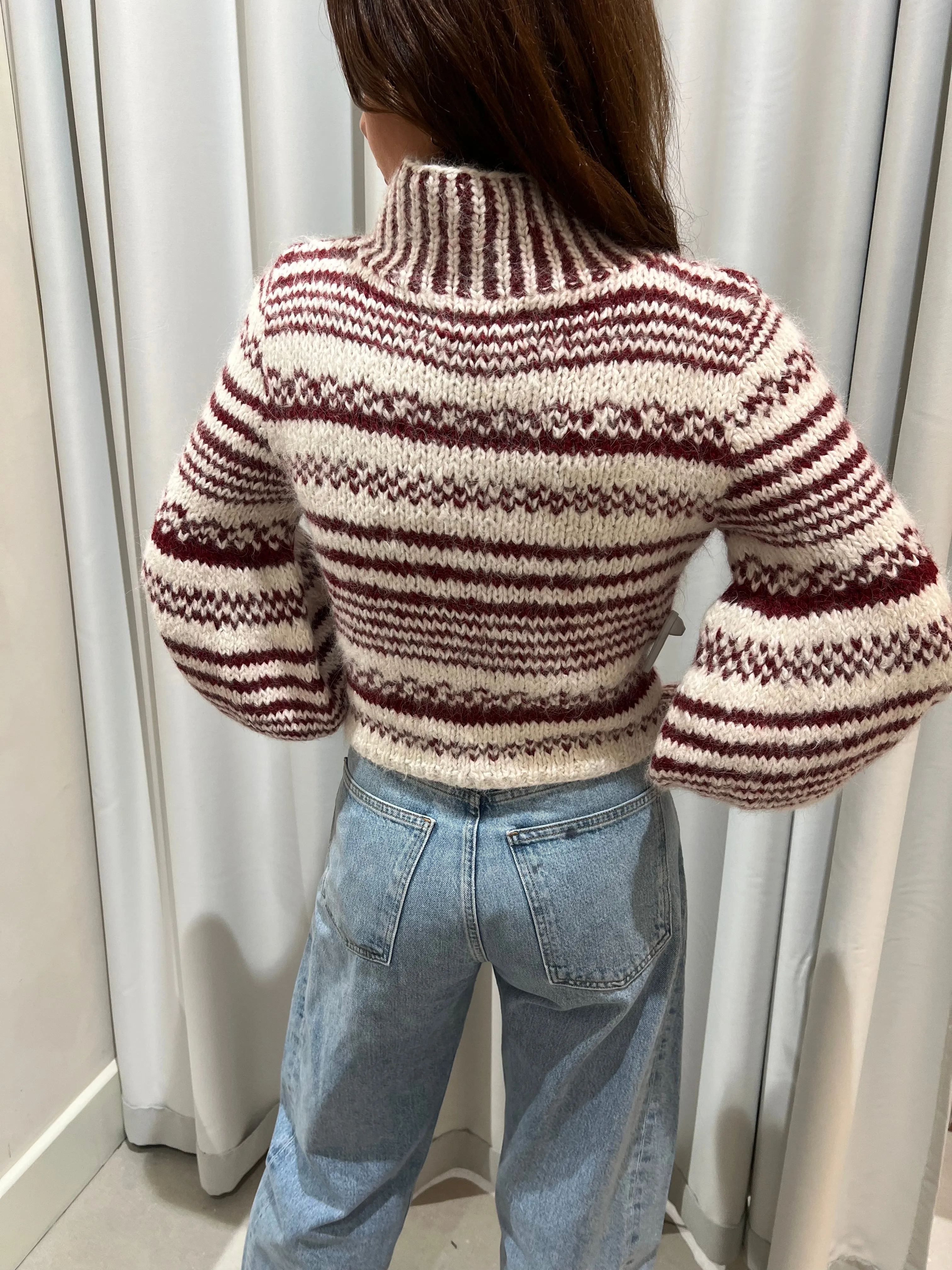 Achira Sweater - Ivory/Burgundy