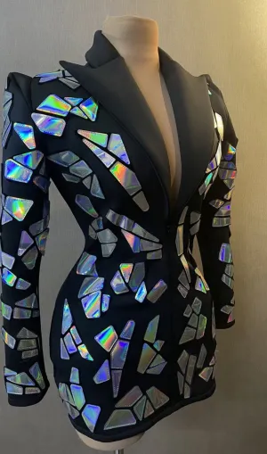 ADELAIDE GEOMETRIC LASER BLAZER MINI DRESS