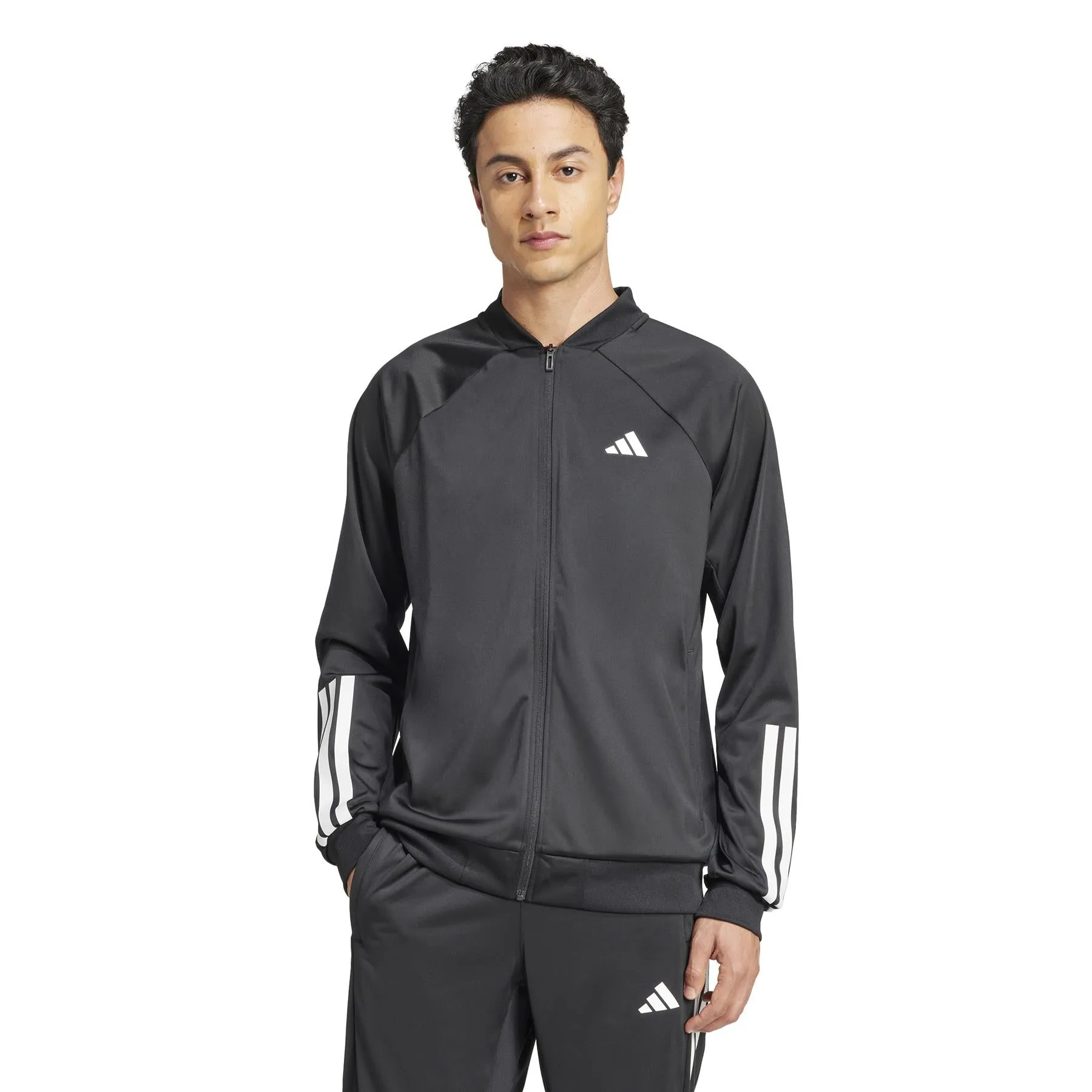 ADIDAS Mens 3 Stripe Knit Tennis Jacket - Black