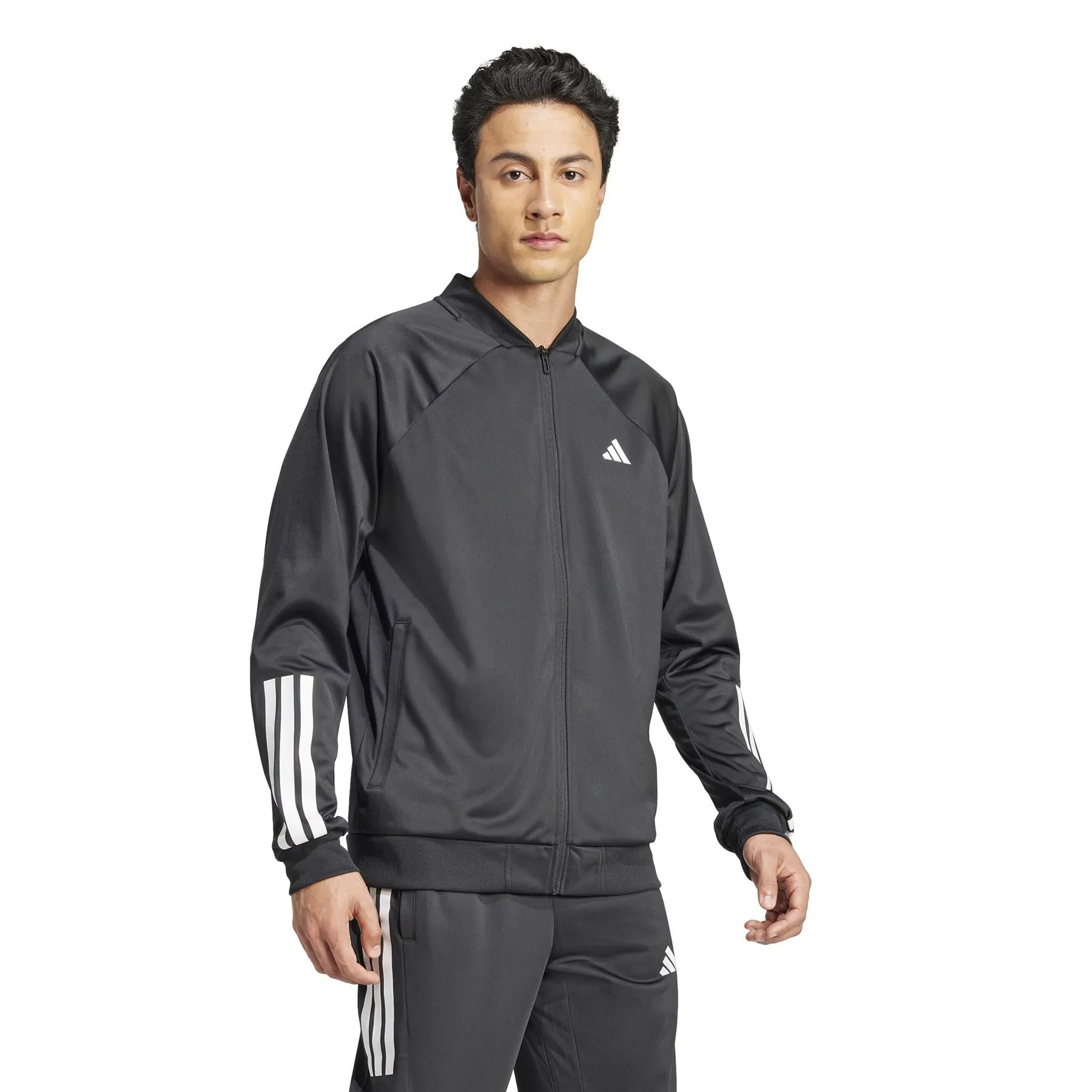 ADIDAS Mens 3 Stripe Knit Tennis Jacket - Black