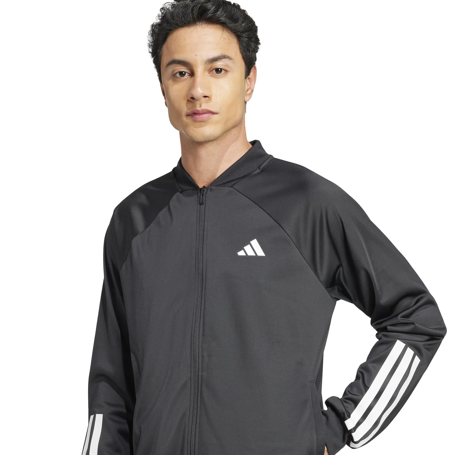 ADIDAS Mens 3 Stripe Knit Tennis Jacket - Black