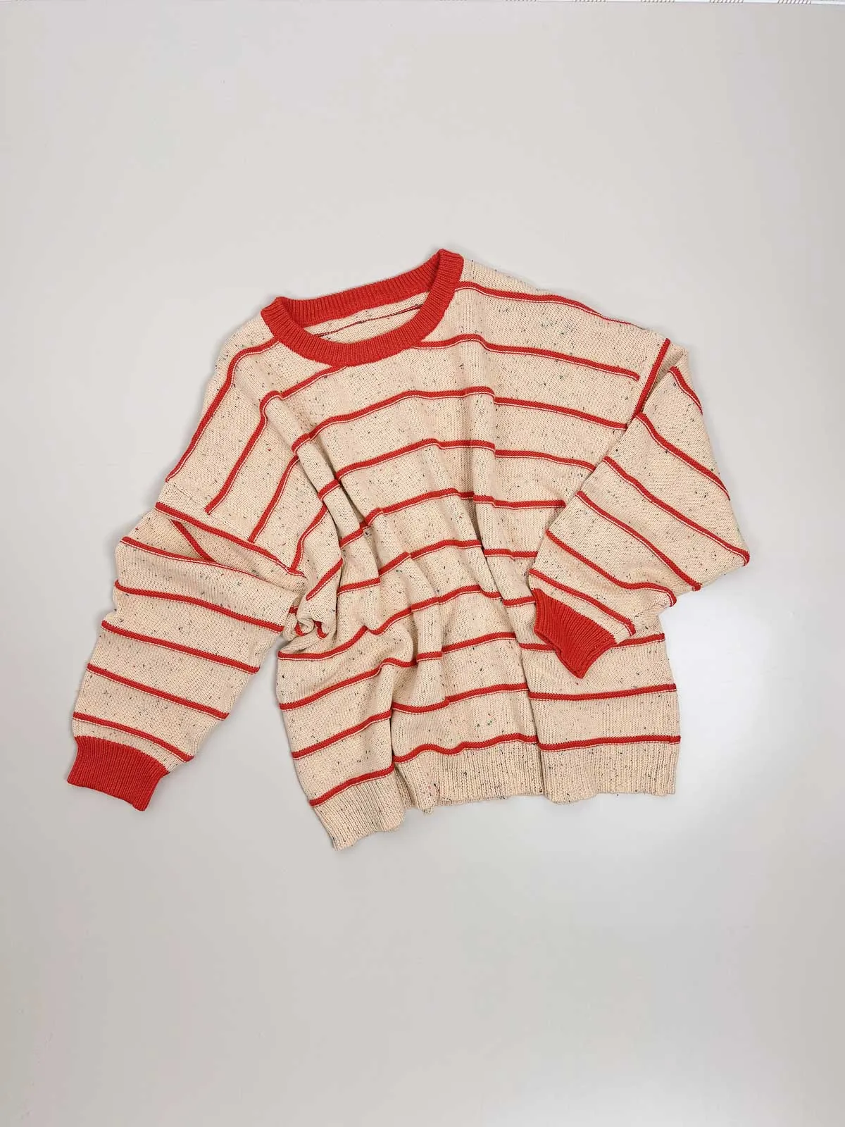 Adults Boxy Cotton Sweater | Sunset Stripe