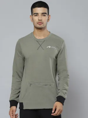 Alcis Men Green Blue Colourblocked Sweatshirt