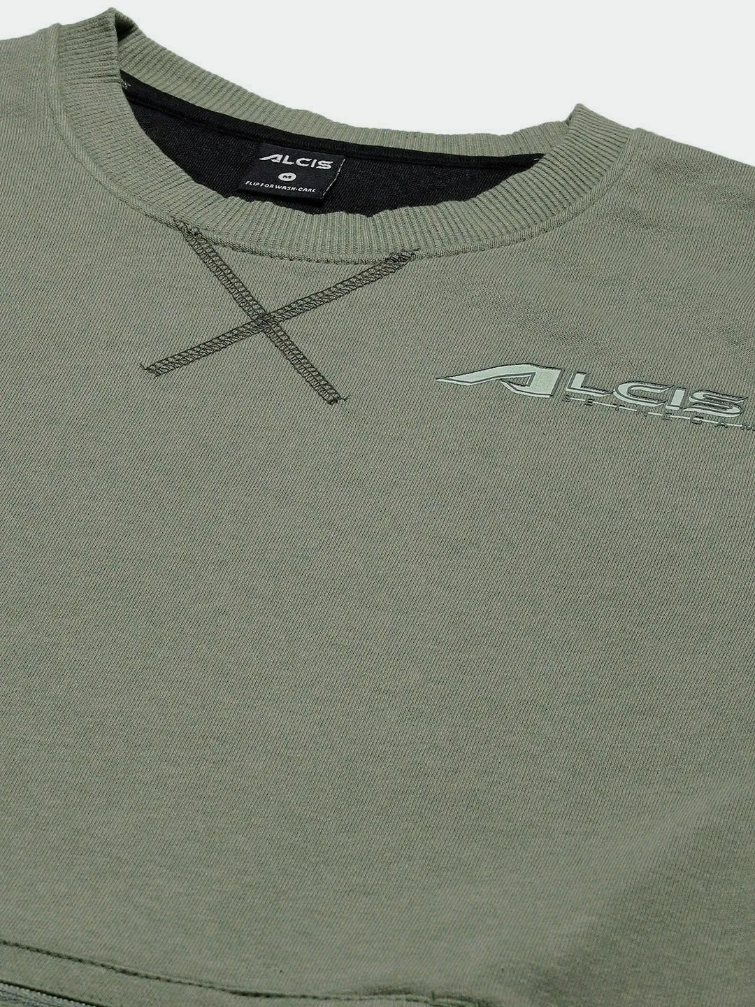 Alcis Men Green Blue Colourblocked Sweatshirt