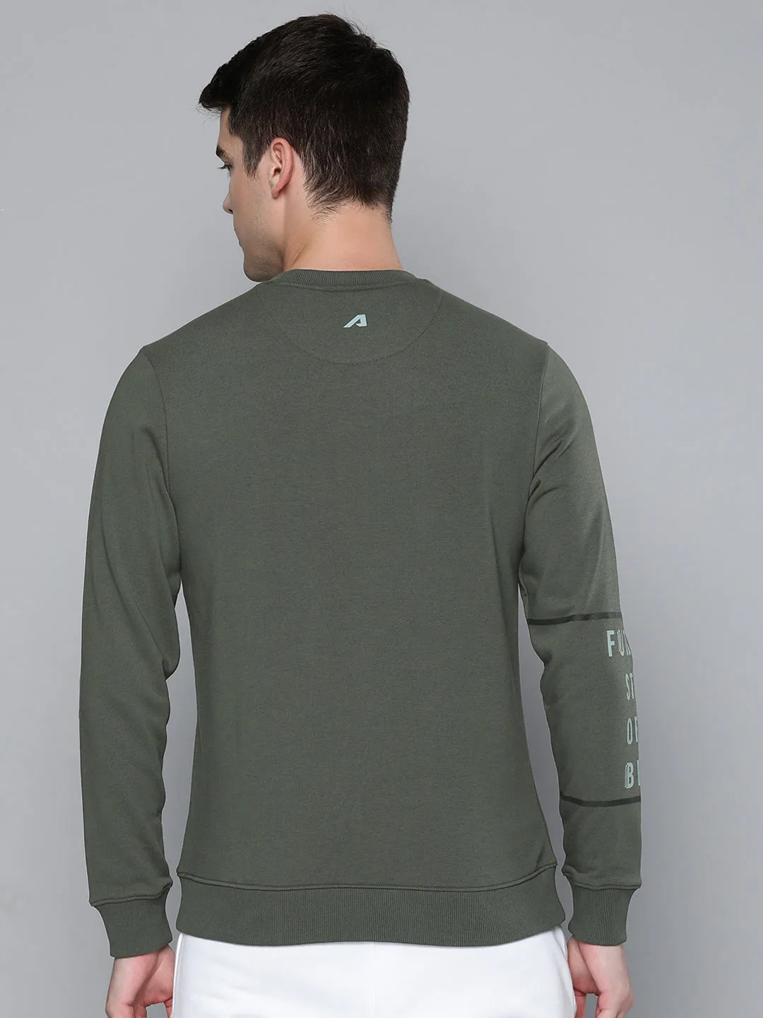Alcis Men Olive Green Printed Sweatshirt