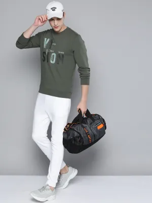 Alcis Men Olive Green Printed Sweatshirt
