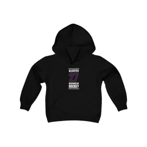 Alexeyev 27 Washington Hockey Navy Vertical Design Youth Hooded Sweatshirt