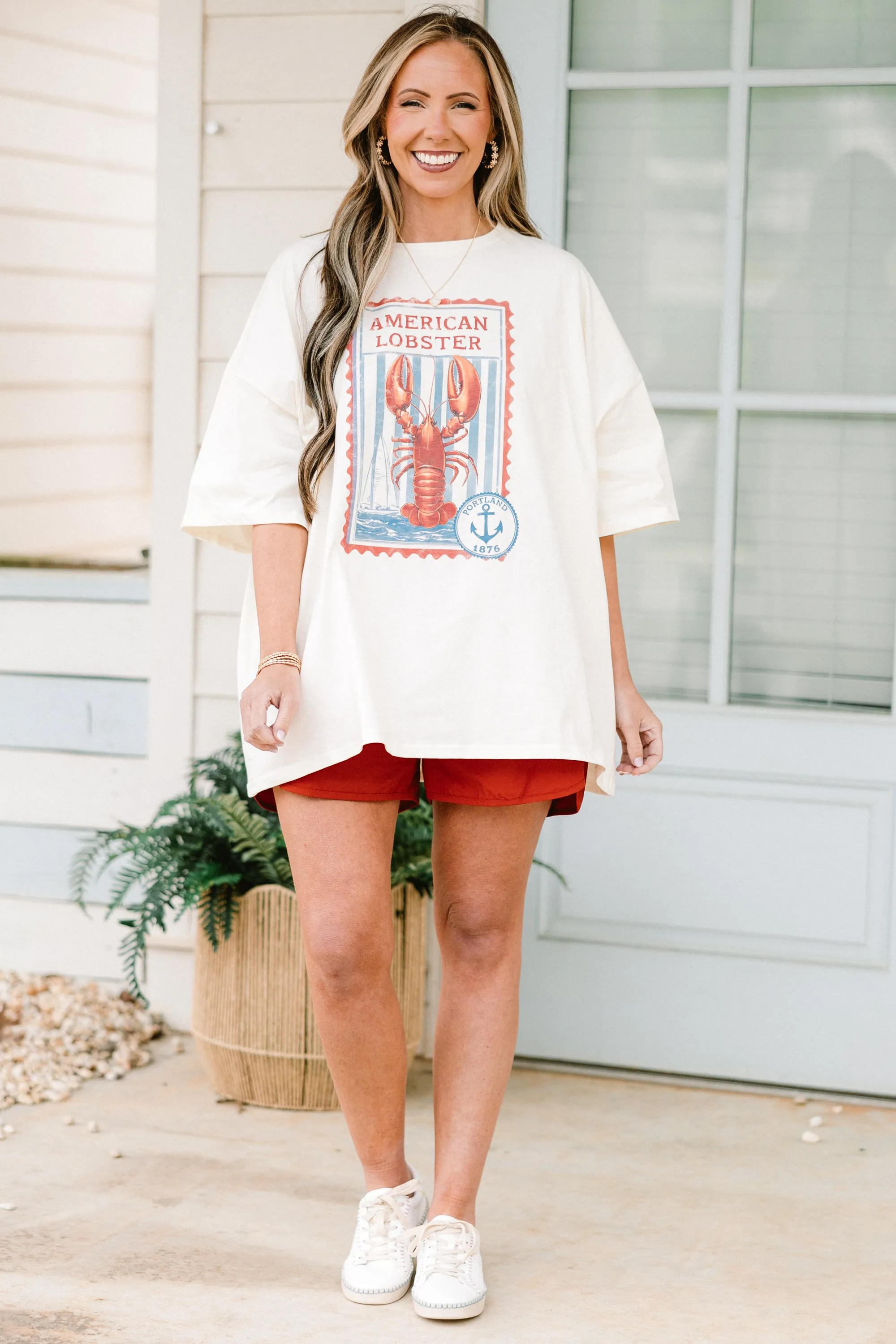 American Lobster Boyfriend Tee, Ivory