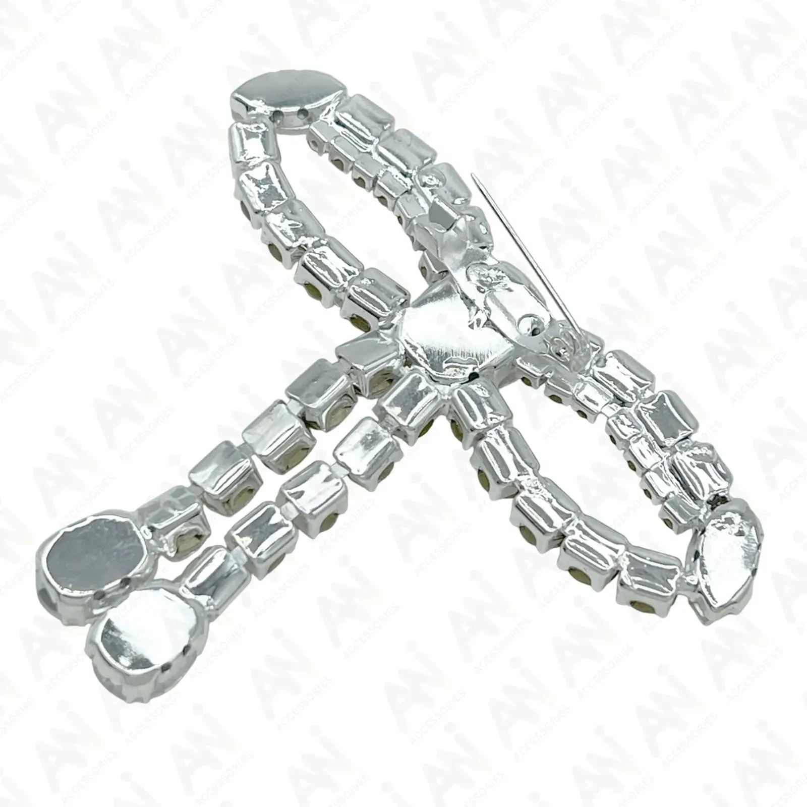 Ani Accessories Crystal Bow Brooch For Dresses & Party Outfits