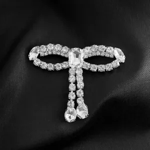 Ani Accessories Crystal Bow Brooch For Dresses & Party Outfits