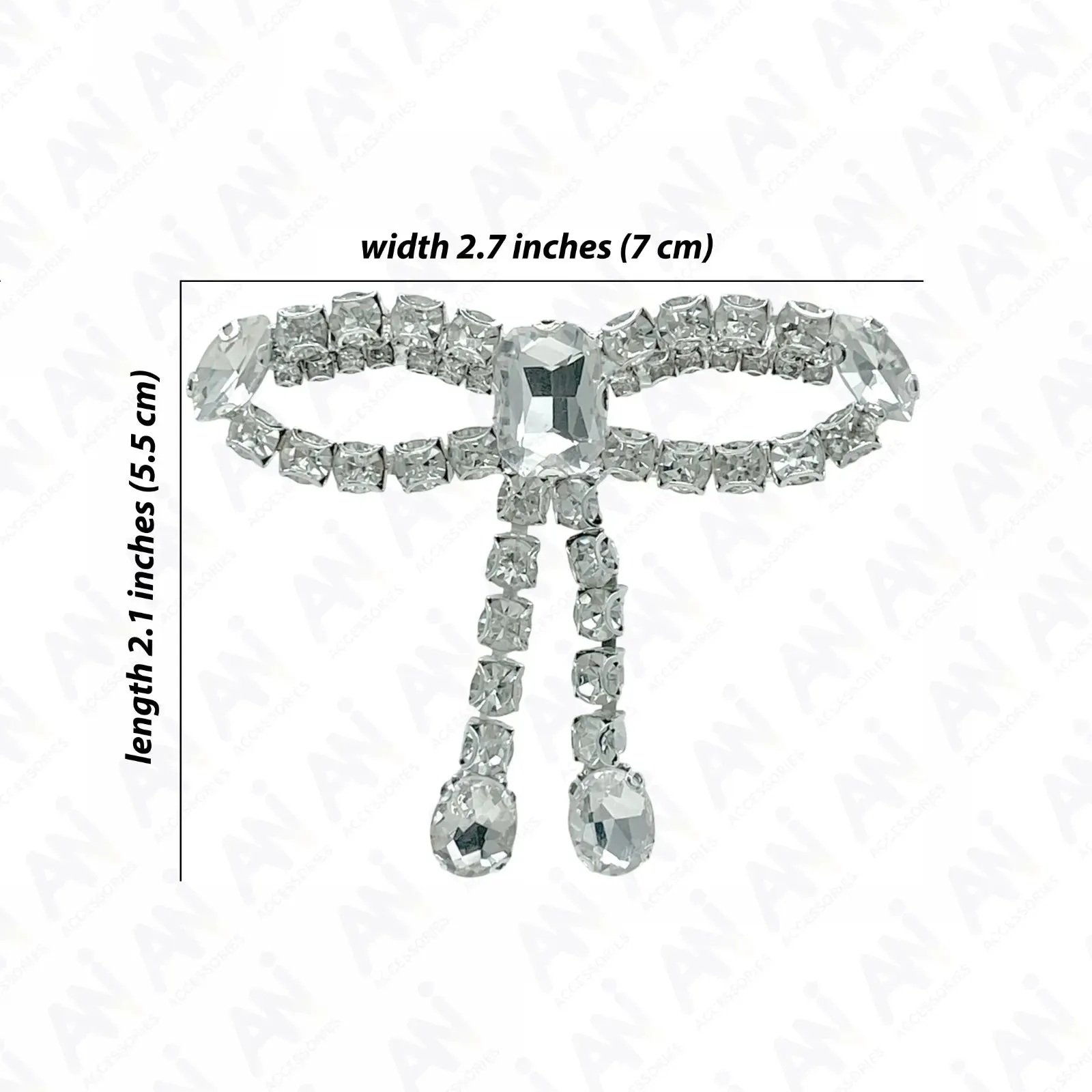Ani Accessories Crystal Bow Brooch For Dresses & Party Outfits