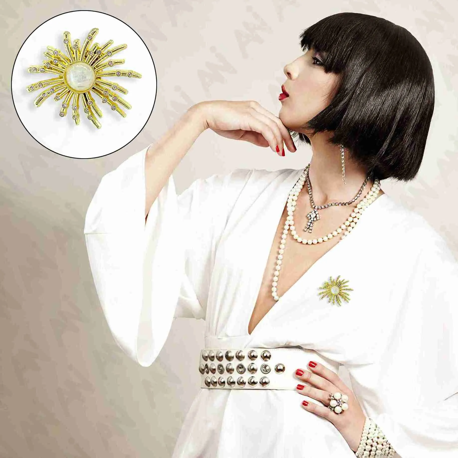 Ani Accessories Floral Pearl Brooch for Sarees & Outfits