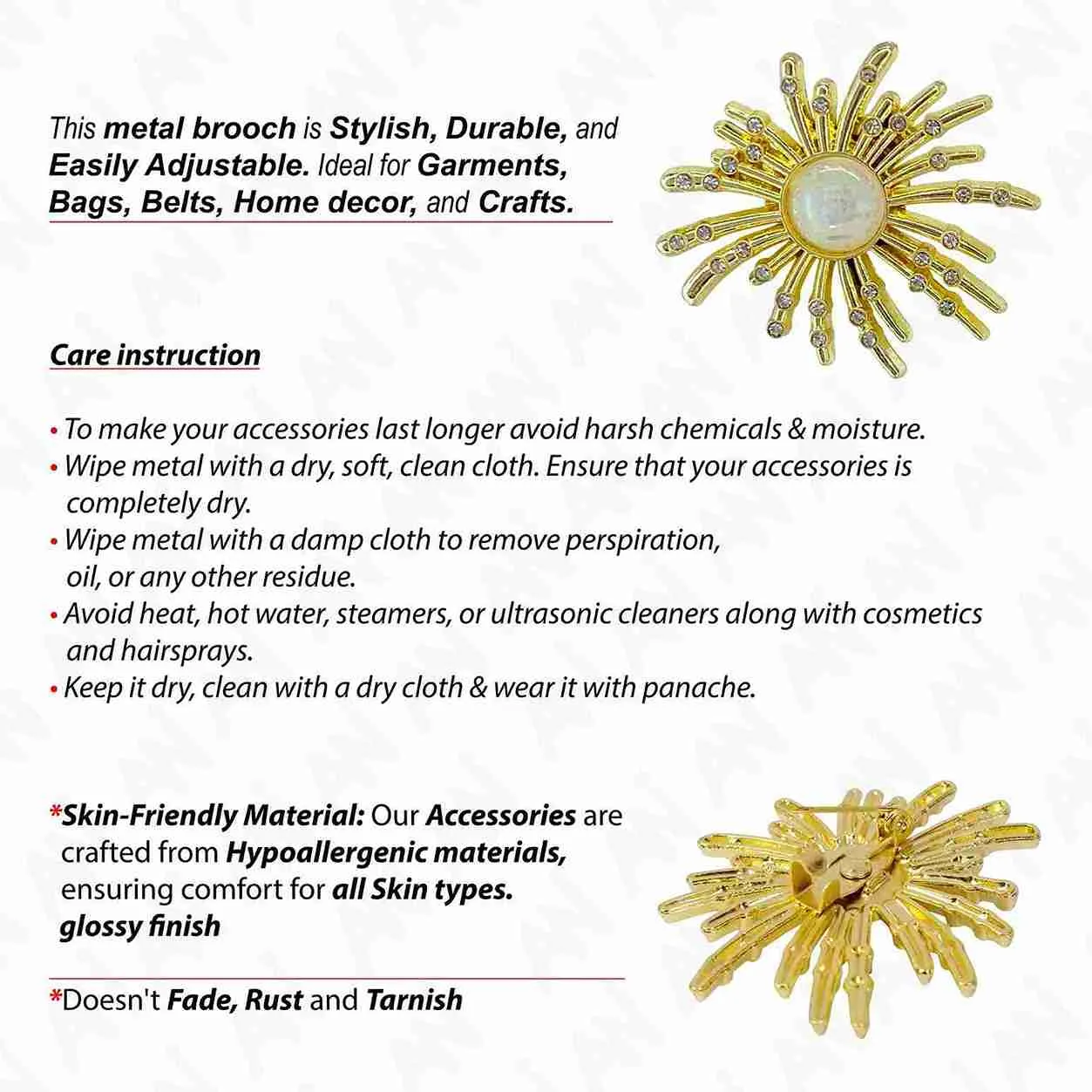 Ani Accessories Floral Pearl Brooch for Sarees & Outfits