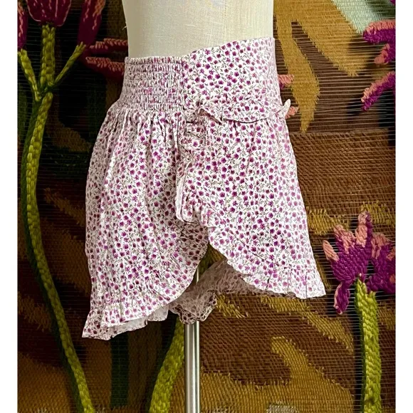 Anthropologie Ruffle Flannel Pajama Shorts M
