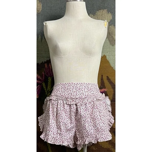 Anthropologie Ruffle Flannel Pajama Shorts XL