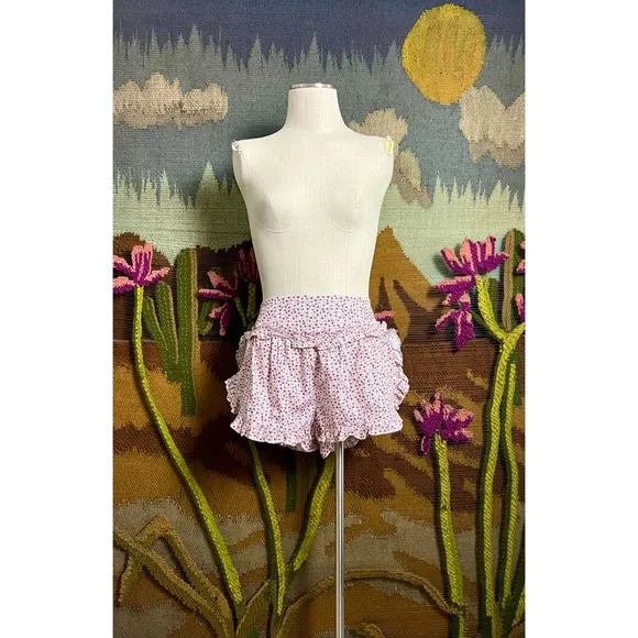 Anthropologie Ruffle Flannel Pajama Shorts XL