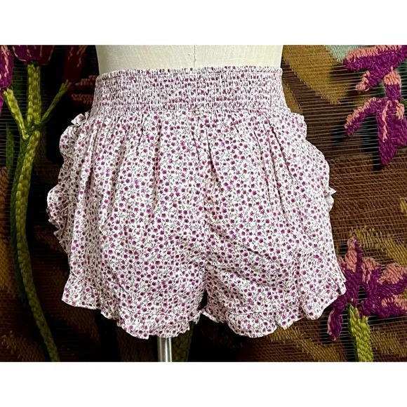 Anthropologie Ruffle Flannel Pajama Shorts XL