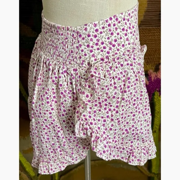 Anthropologie Ruffle Flannel Pajama Shorts XL
