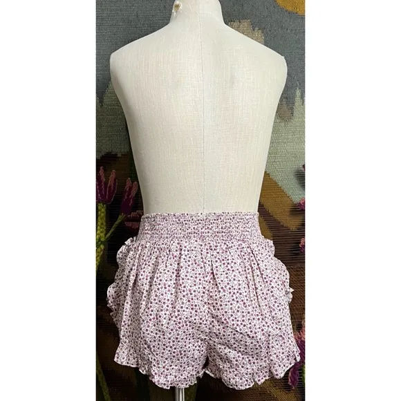 Anthropologie Ruffle Flannel Pajama Shorts XL