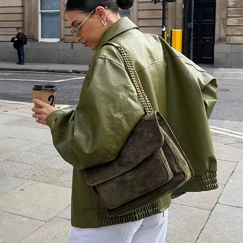 Anya® | Stylish Oversized Leather Jacket