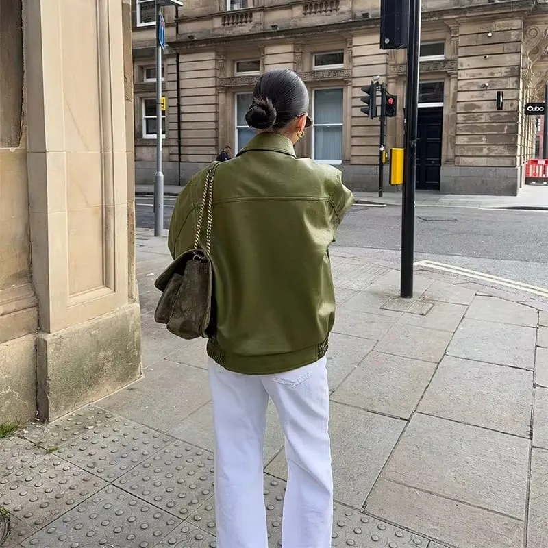 Anya® | Stylish Oversized Leather Jacket