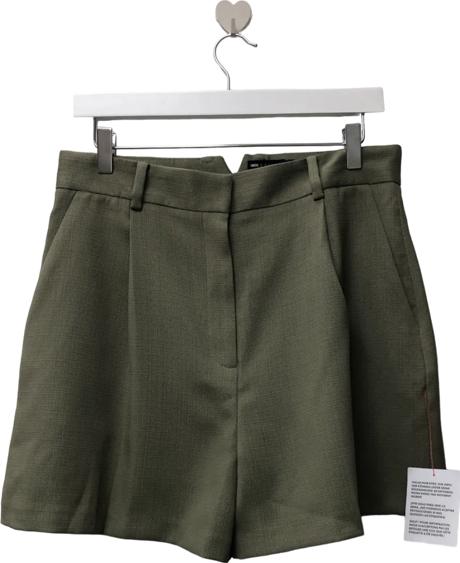 ASOS Grey Textured A Line Tailored Short In Khaki UK 12