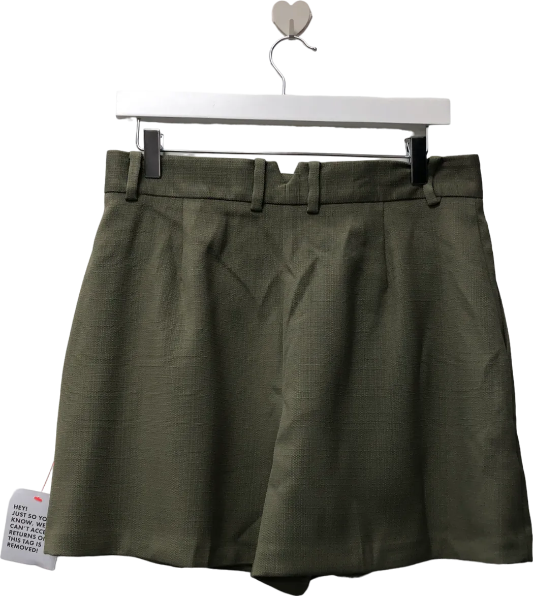 ASOS Grey Textured A Line Tailored Short In Khaki UK 12
