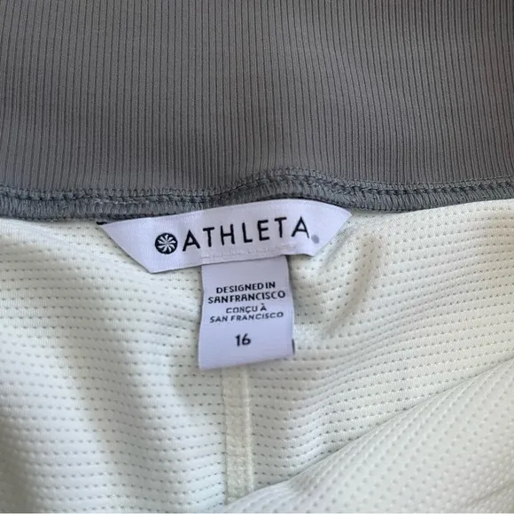 Athleta Brooklyn Textured Pull On Skort Gray Ivory Stripe Size 16 NEW