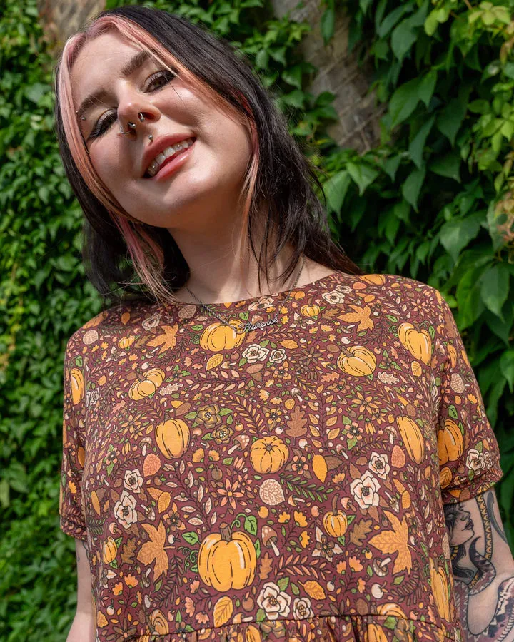 Autumn Pumpkin Oversized Smock Dress