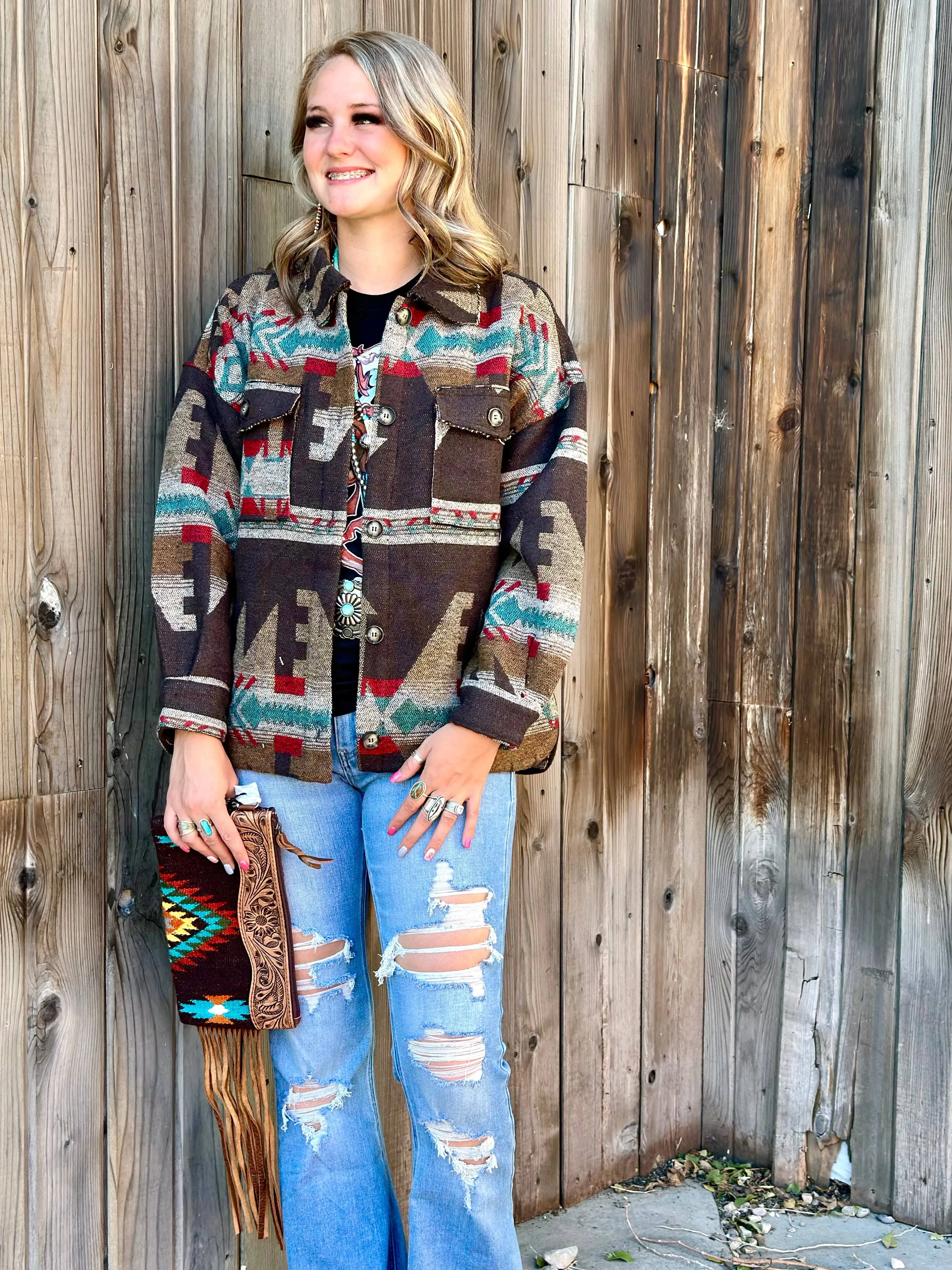 Aztec arrow jacket BROWN