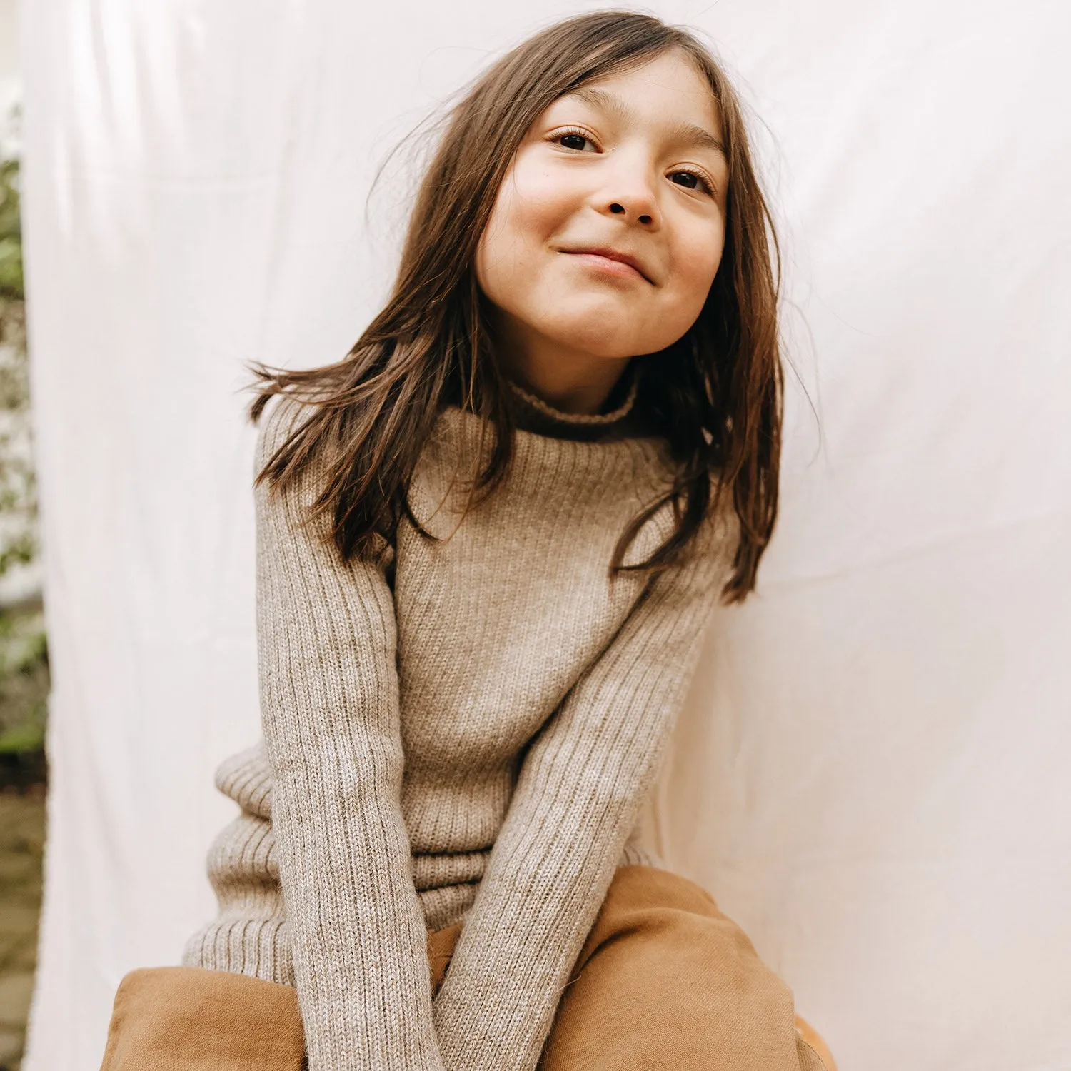Baby & Kids Alpaca Rib Sweater - Pebble