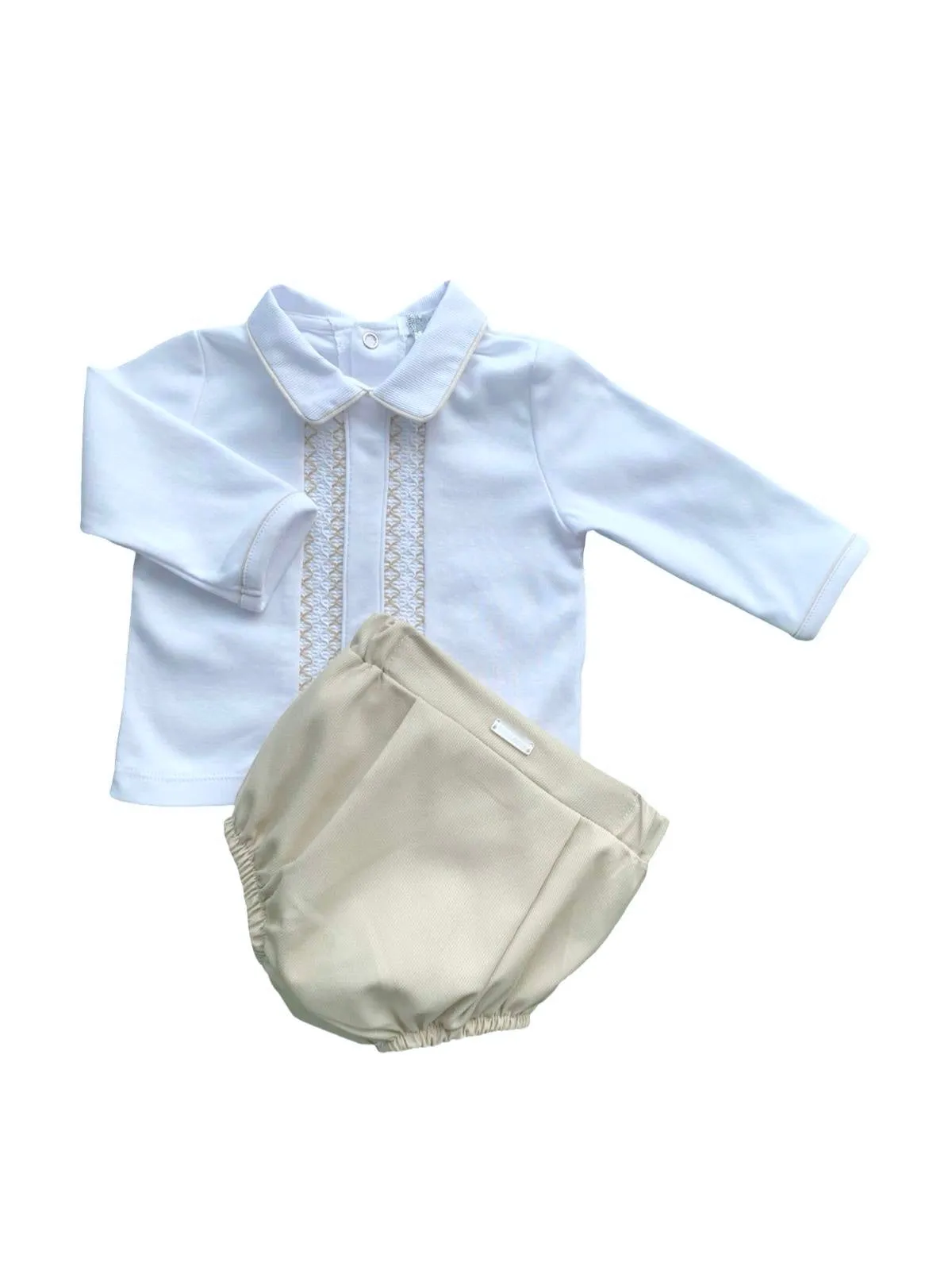 Baby Boys Beige Cotton Short Set
