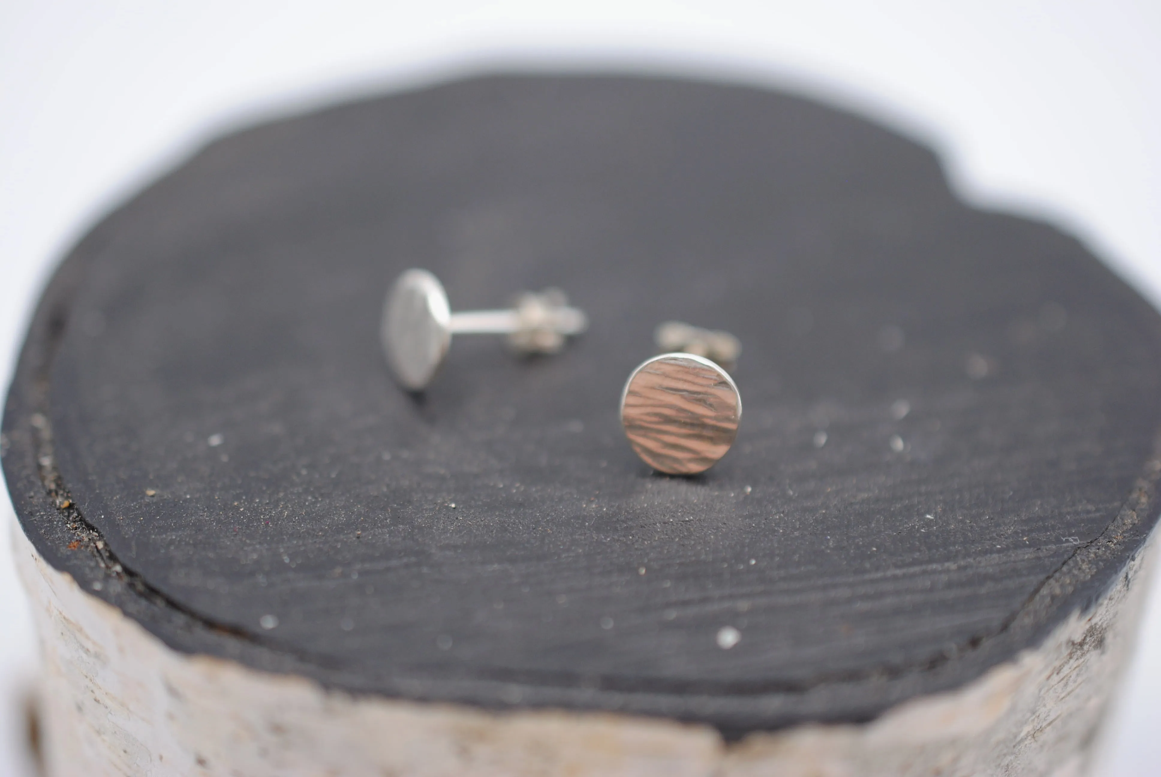 Bark Circle Post Earrings